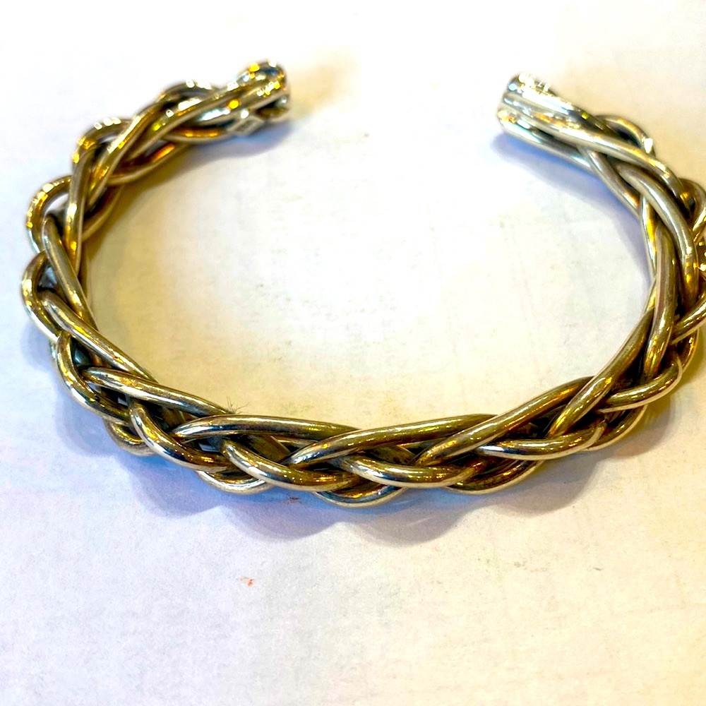 Solid Sterling Silver Chain Link Cuff Bracelet - image 2